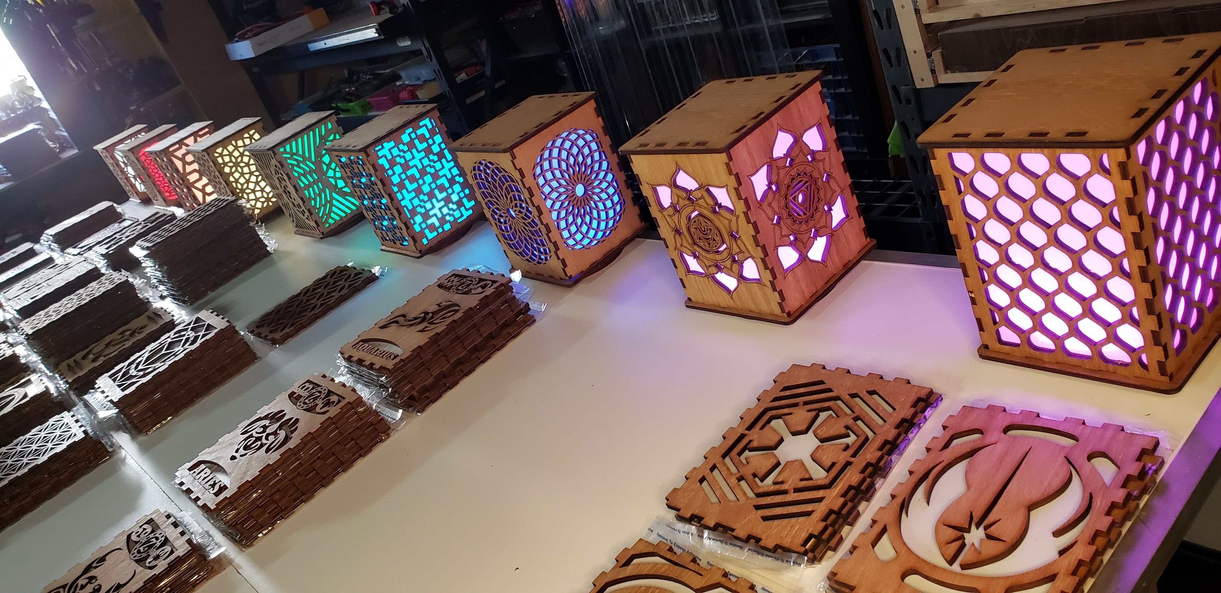 Land Animals LightBox — Laser-Cut Wooden Night Light with LED Glow