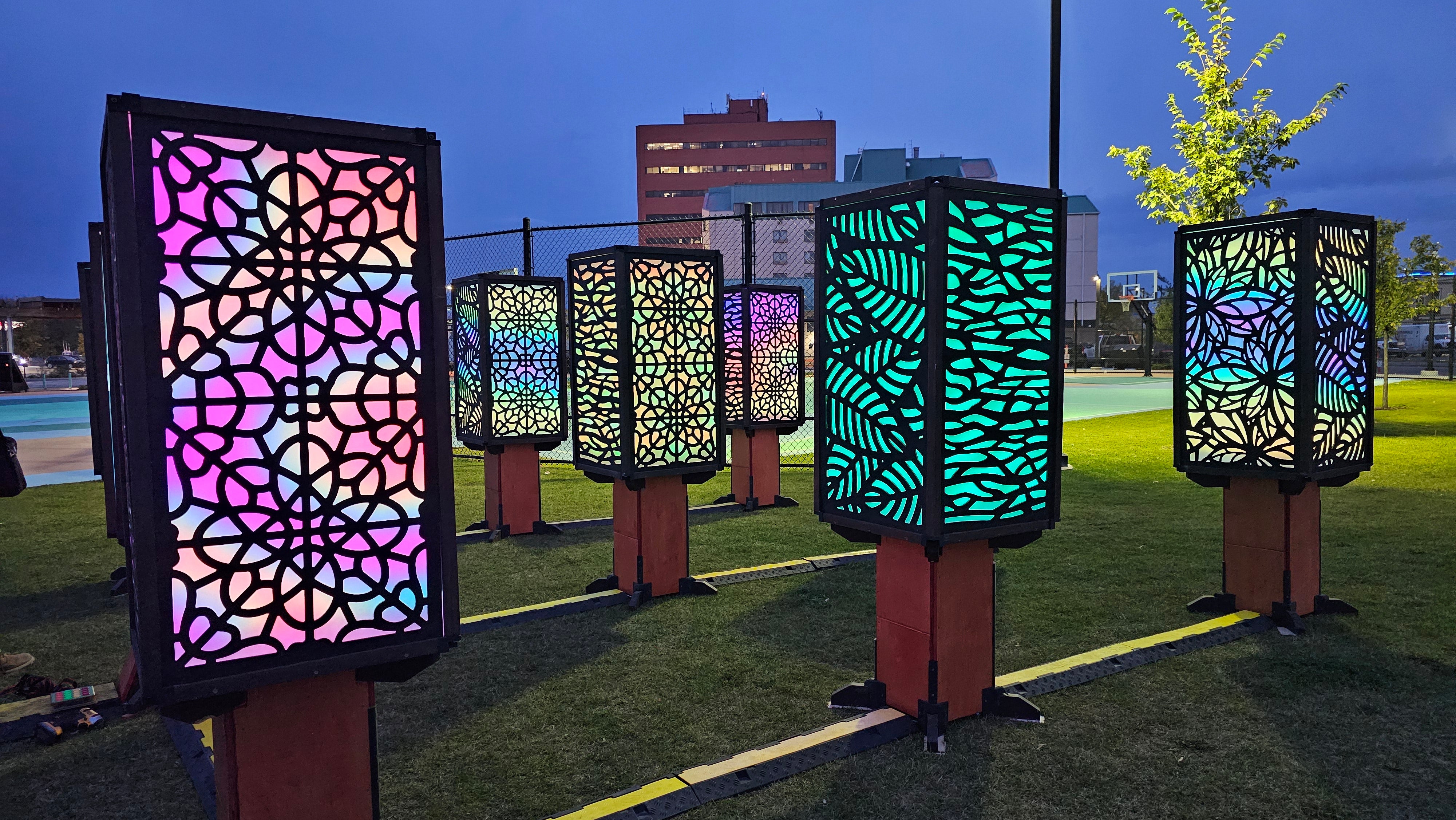 Wayfinder Landmark — Parallax Array LED Light Sculpture