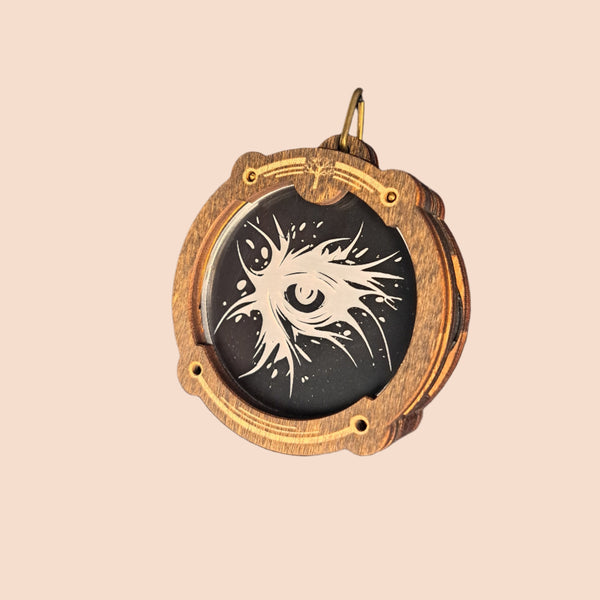 Abstract Gaze Amulight — Abstract Art Laser-Etched Wooden LED Pendant
