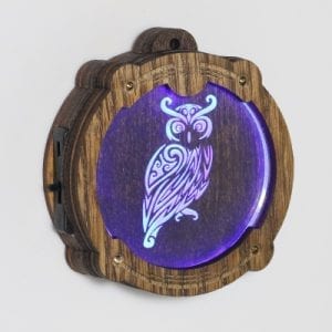 Owl Amulight — Animal Spirit Laser-Etched Wooden LED Pendant