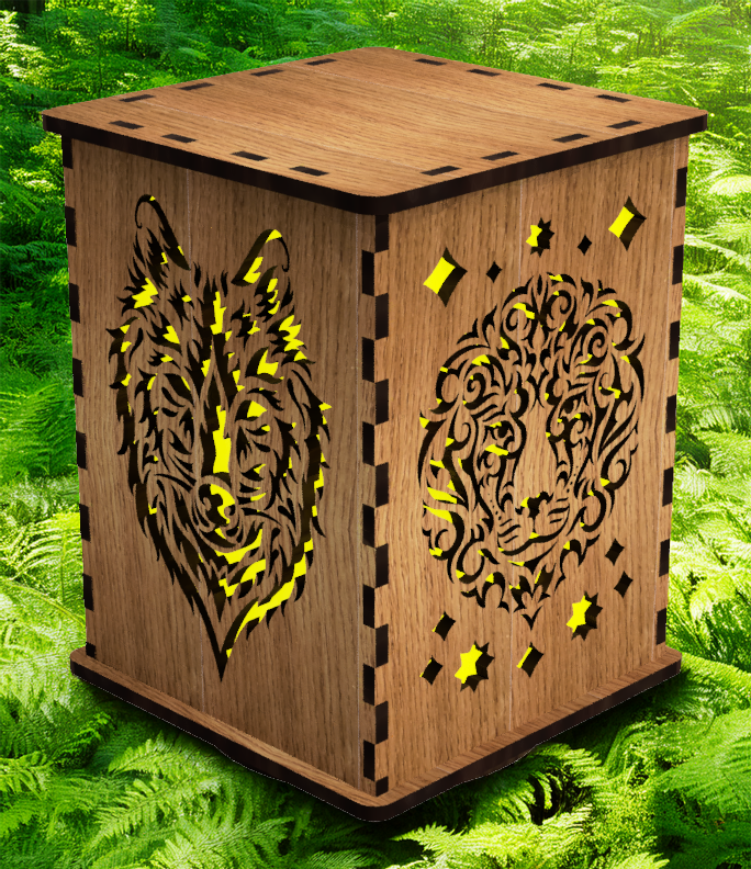 Land Animals LightBox — Laser-Cut Wooden Night Light with LED Glow