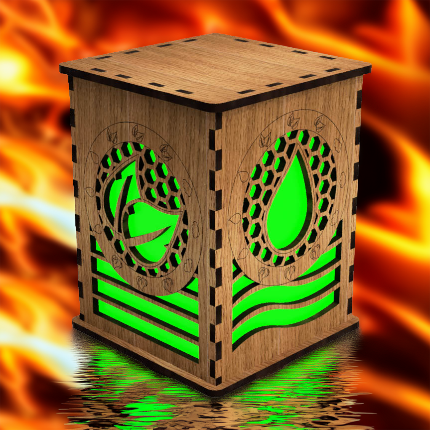 Elements LightBox — Laser-Cut LED Night Light with Earth, Water, Fire & Air