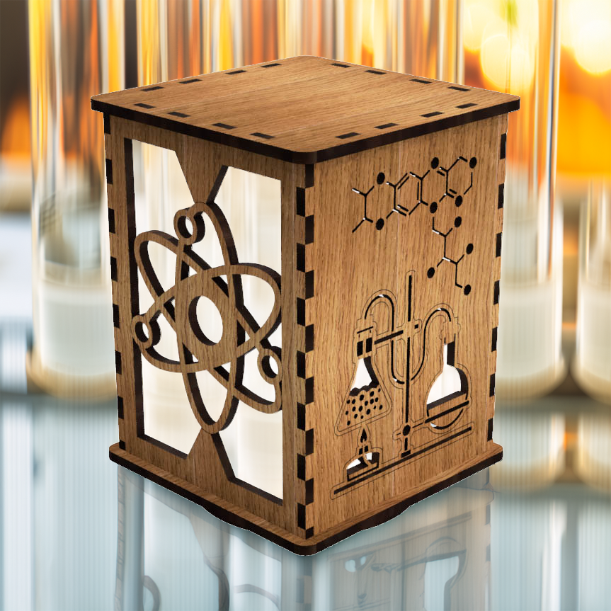 Scientific Studies LightBox — Laser-Cut Wooden LED Night Light for Curious Minds