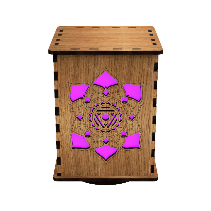Upper Chakras LightBox — Laser-Cut Wooden LED Light for Spiritual Practice