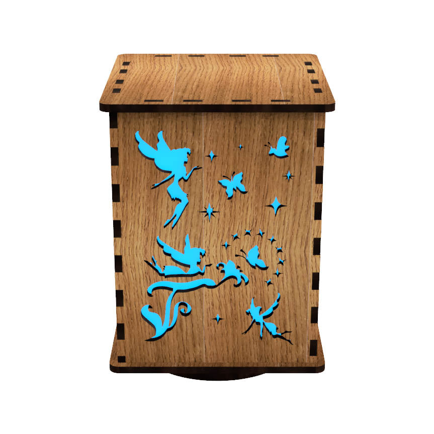 Night Time Fairies LightBox — Laser-Cut Wooden Night Light for Kids