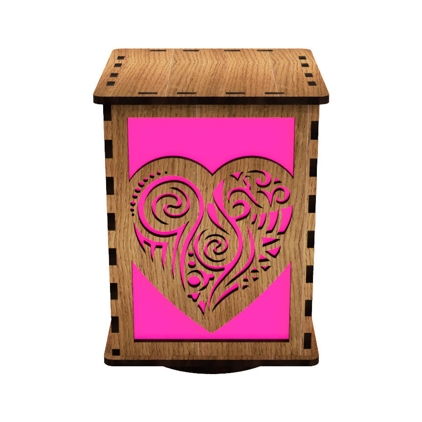 Valentine's LightBox — Laser-Cut Wooden LED Light with Heart Designs