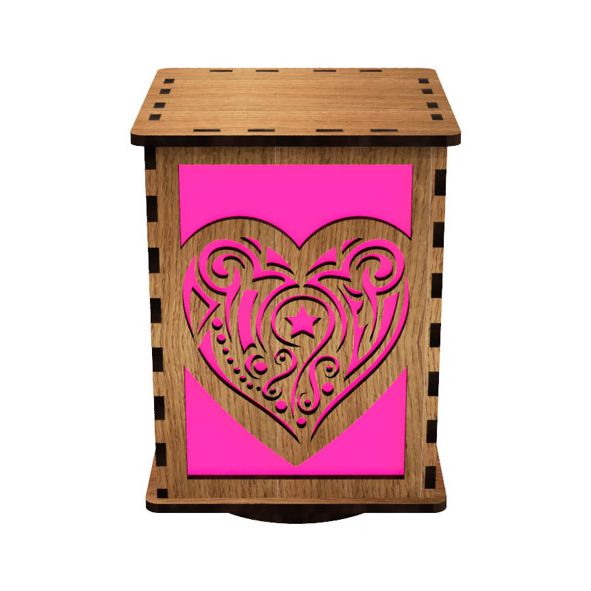 Valentine's LightBox — Laser-Cut Wooden LED Light with Heart Designs