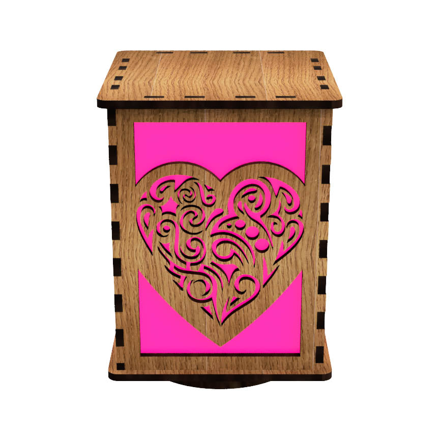 Valentine's LightBox — Laser-Cut Wooden LED Light with Heart Designs