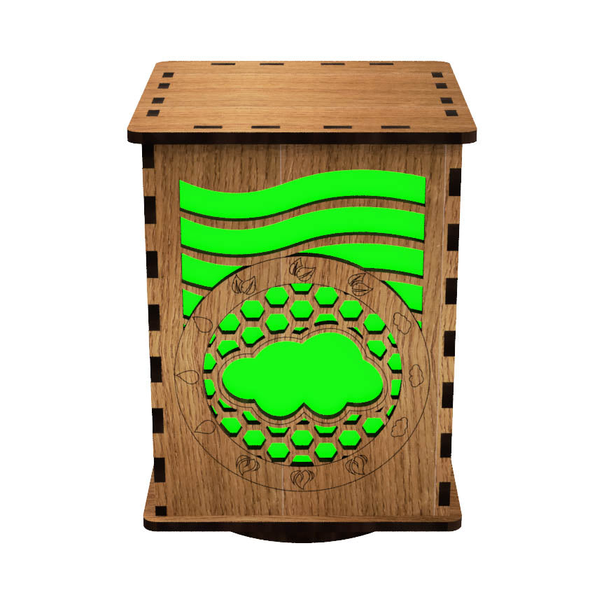 Elements LightBox — Laser-Cut LED Night Light with Earth, Water, Fire & Air