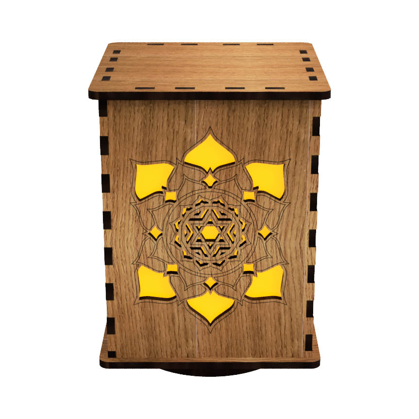 Lower Chakras LightBox — Laser-Cut Wooden LED Light for Spiritual Practice
