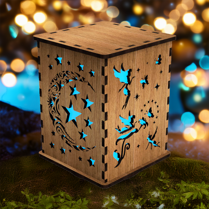 Night Time Fairies LightBox — Laser-Cut Wooden Night Light for Kids