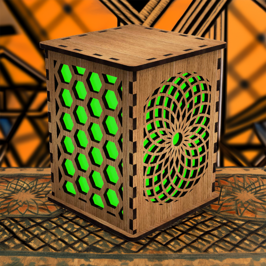 Sacred Geometries LightBox — Laser-Cut Wooden LED Night Light
