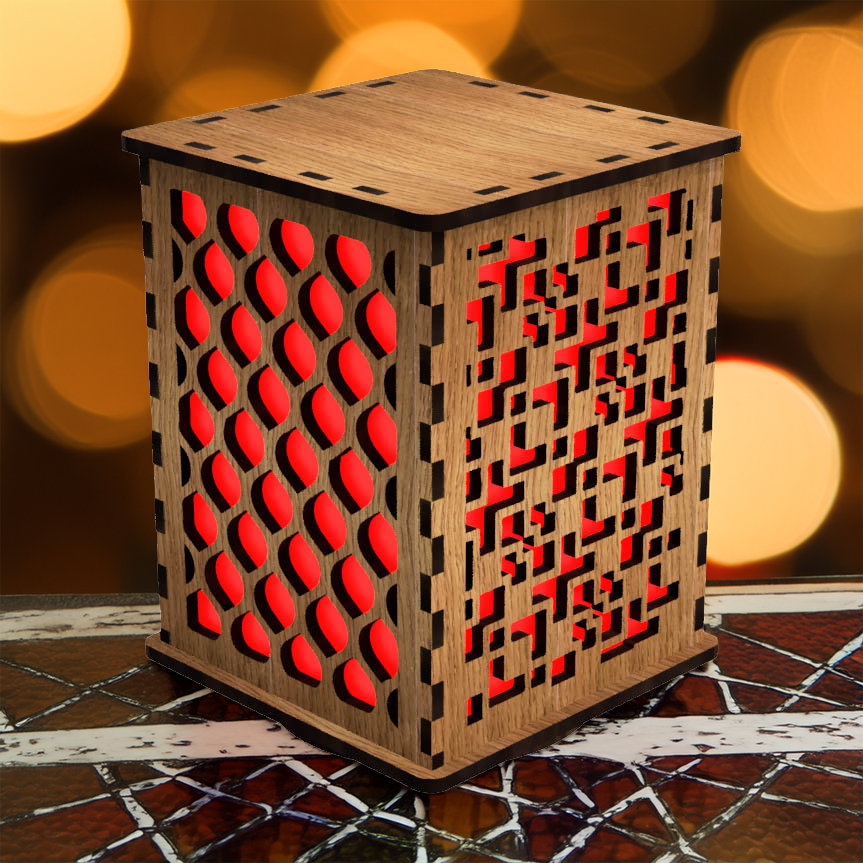 Stained Glass Window LightBox — Laser-Cut Wooden LED Light