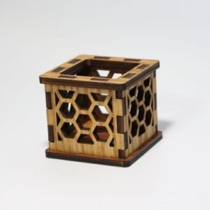 Honeycomb Tealight — Laser-Cut Oak Geometric Candle Holder
