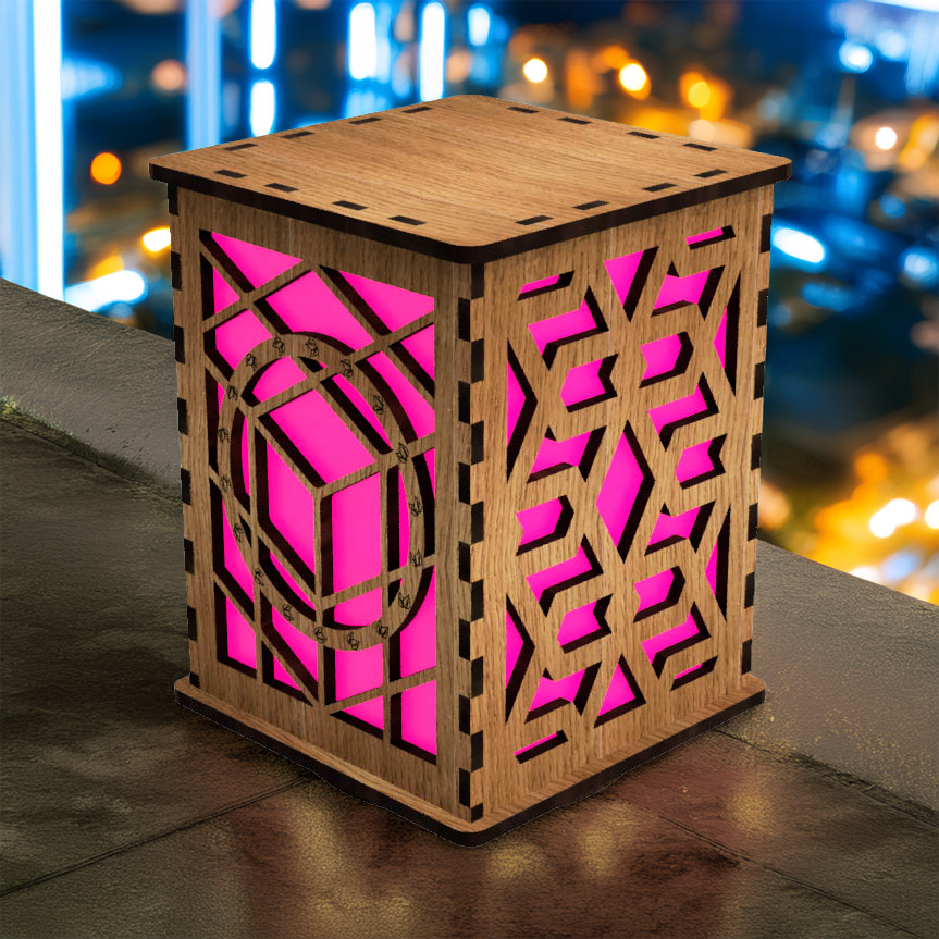 Tech Tiles LightBox — Laser-Cut Geometric Wooden LED Light