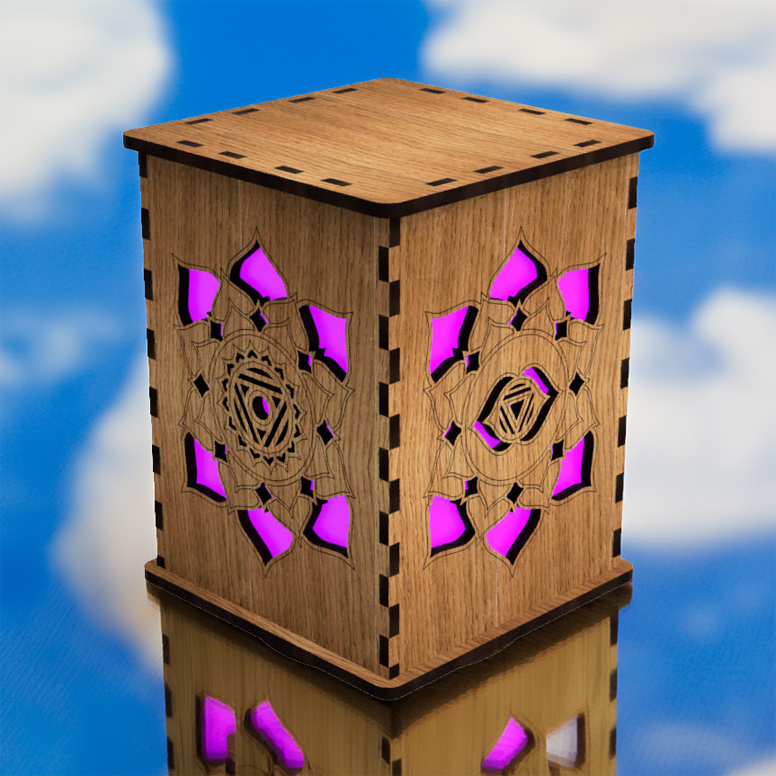 Upper Chakras LightBox — Laser-Cut Wooden LED Light for Spiritual Practice