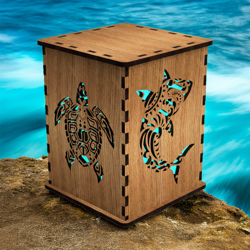 Water Animals LightBox — Laser-Cut Wooden LED Night Light