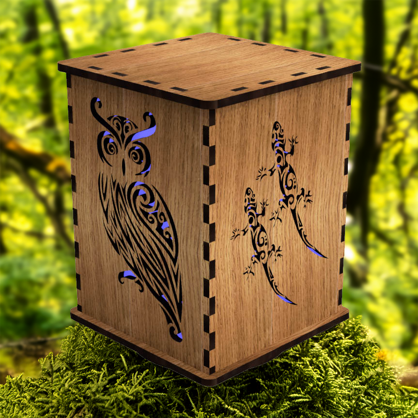 Tree Animals LightBox — Laser-Cut Wooden Night Light with LED Glow